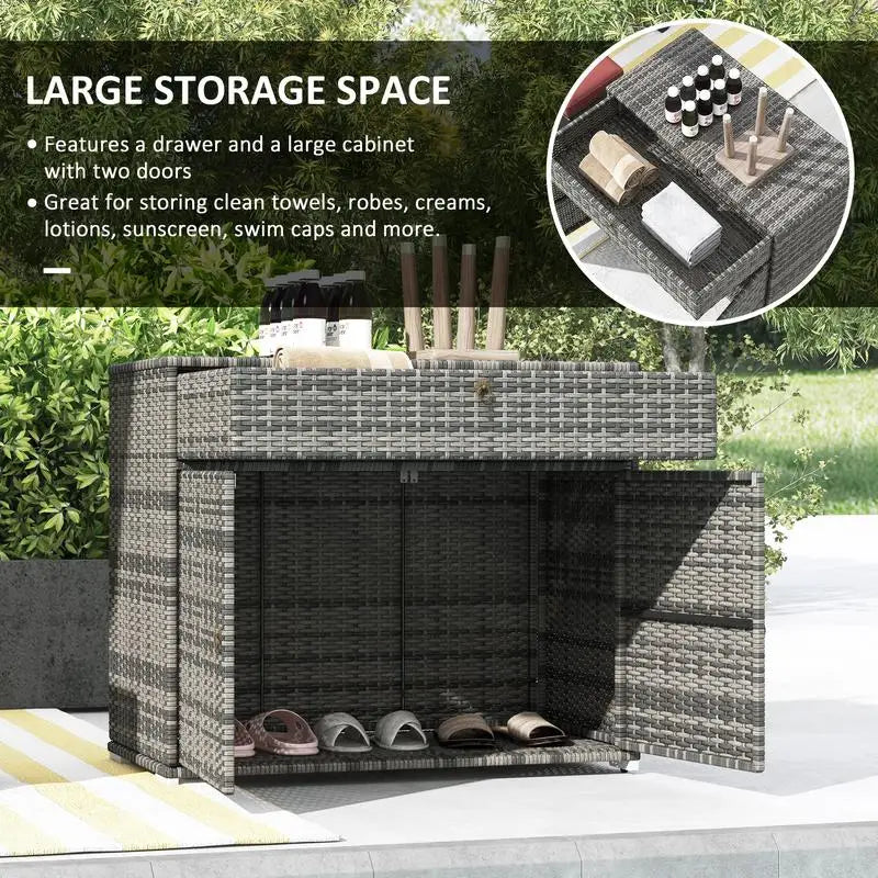 Outdoor Towel Rack and Pool Toy Storage Cabinet