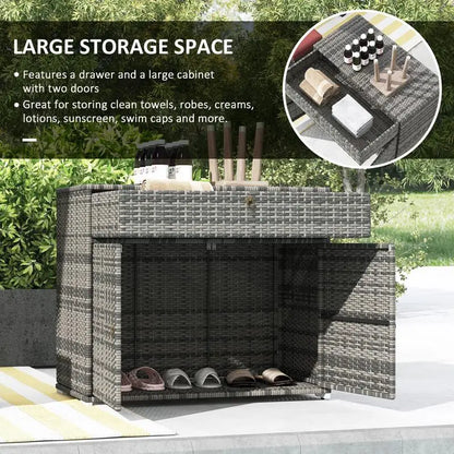 Outdoor Towel Rack and Pool Toy Storage Cabinet