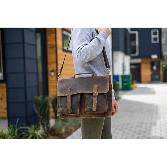 Leather Laptop Messenger Bags for Men and Women