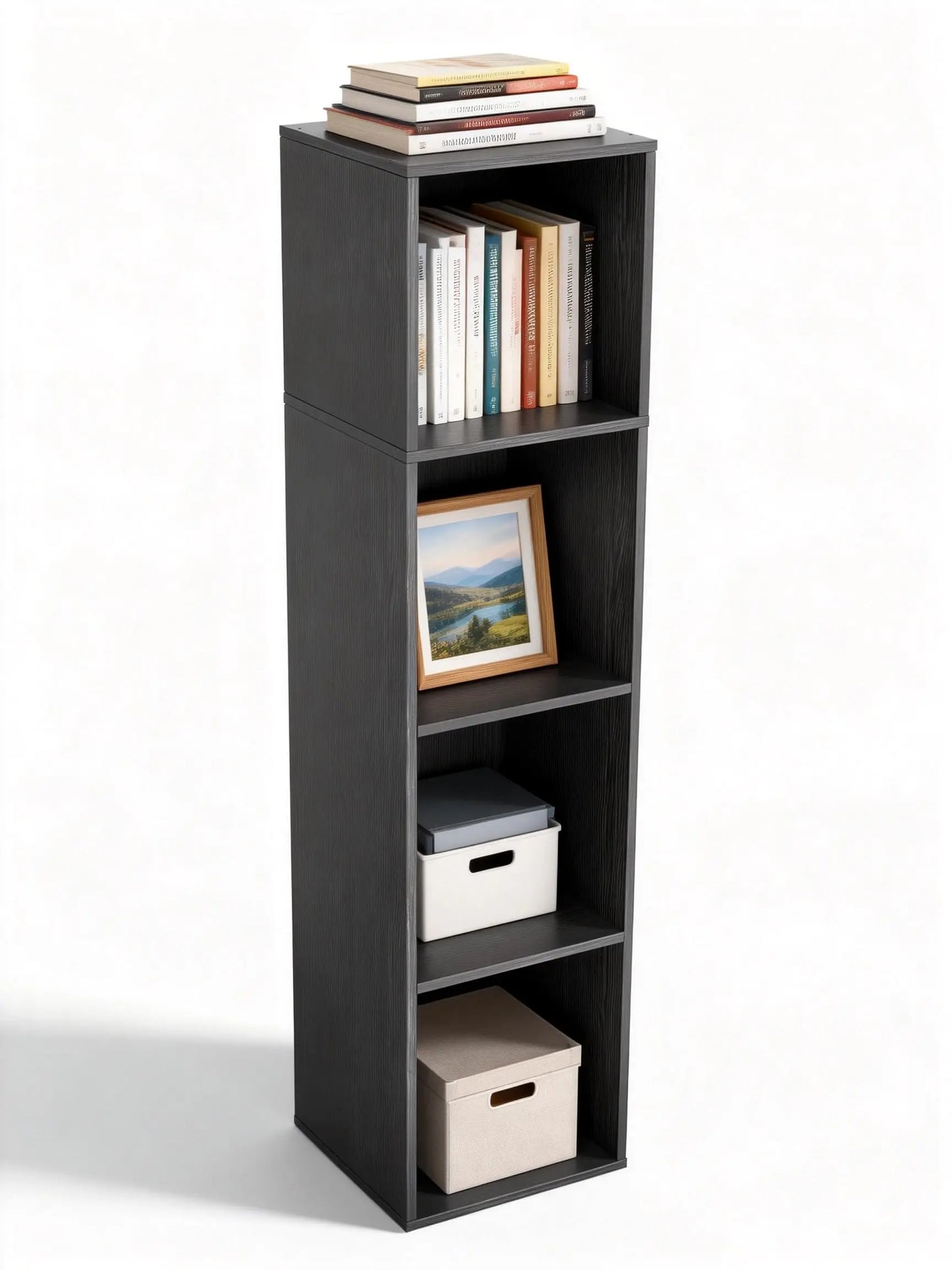 6-Tier Tall Cube Bookshelf Modern Storage Organizer