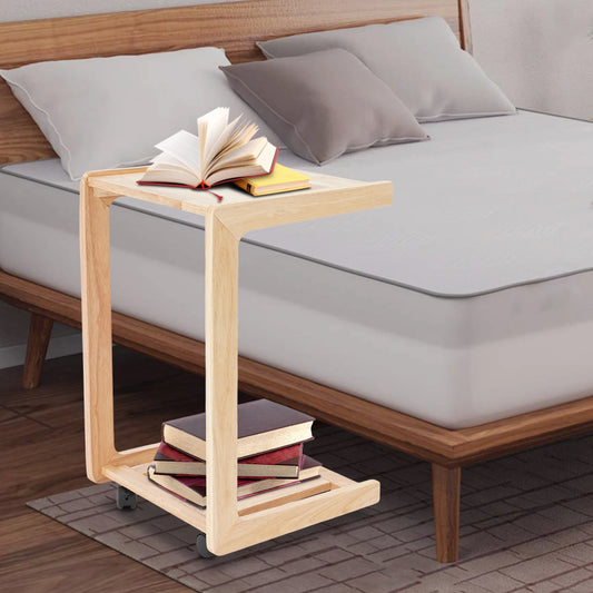 C-Shaped Small Side Table with Wheels