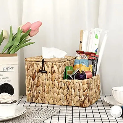 Rustic Water Hyacinth Woven Tissue Box Holder