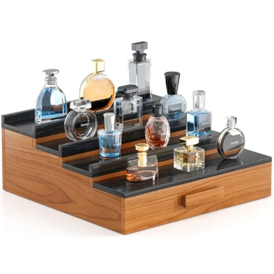Solid Walnut Cologne Organizer Display Shelf