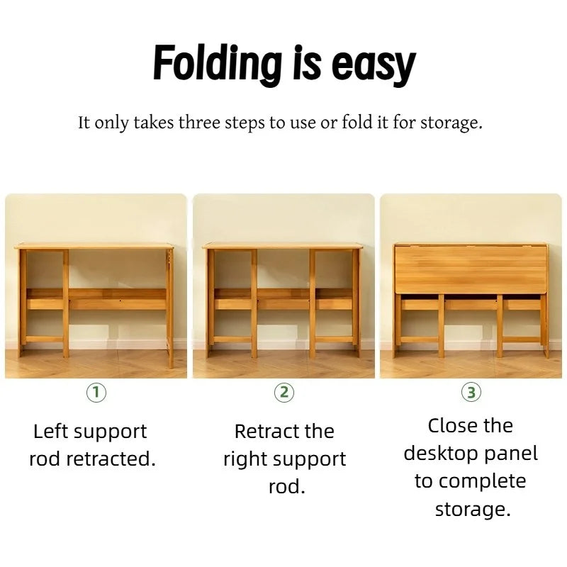 Foldable Bamboo Computer Desk for Small Spaces