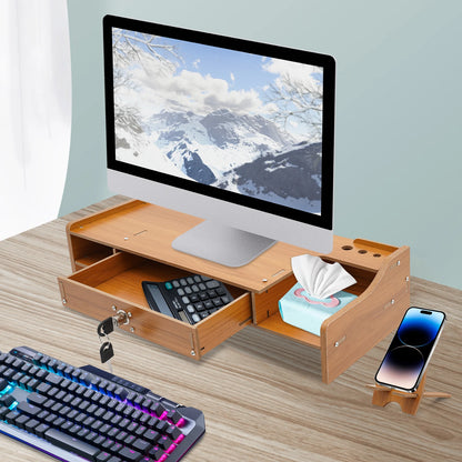Wooden Desk Monitor Riser Computer Stand