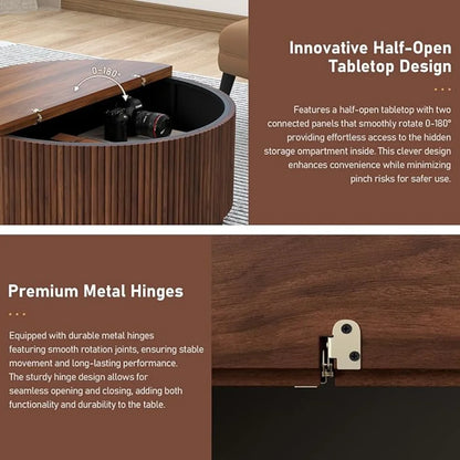 31.5" Round Coffee Table with Storage