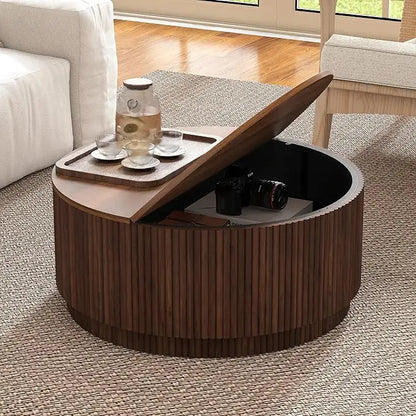 31.5" Round Coffee Table with Storage