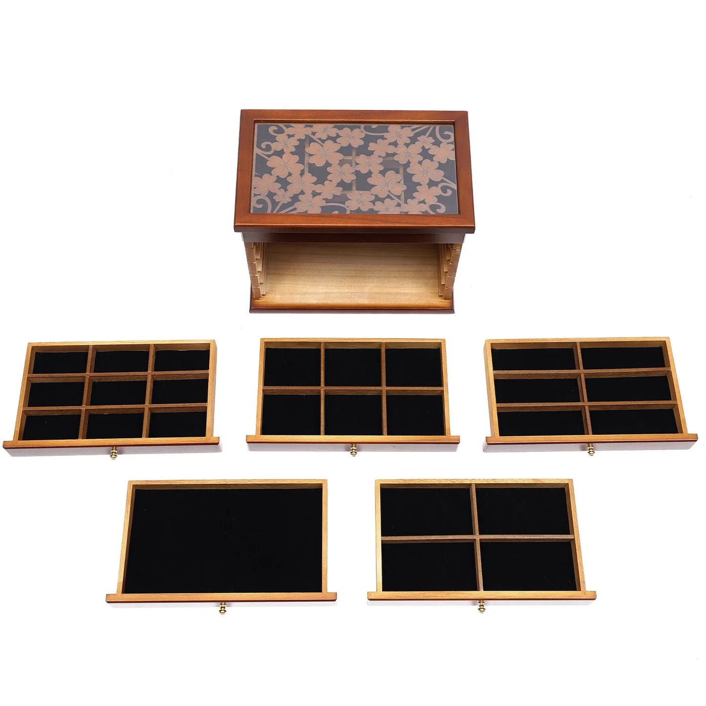 Wooden Vintage Jewelry Storage Box Case Organizer