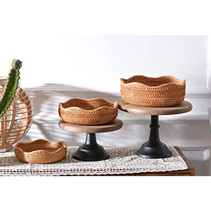 Rattan Bread Baskets Woven Fruit Bowls