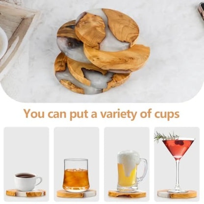 Drink Coaster Set Wooden Absorbent Coasters
