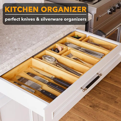 7-Piece Bamboo Drawer Organizer Storage Boxes Set