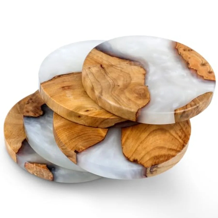 Drink Coaster Set Wooden Absorbent Coasters