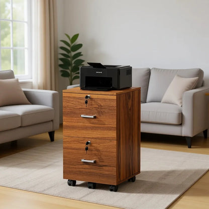 2-Drawer Rolling File Cabinet with Lock