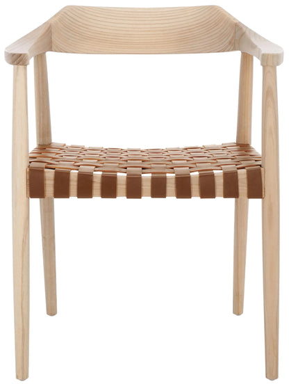 Walnut Solid Wood Armchair Leather Seat