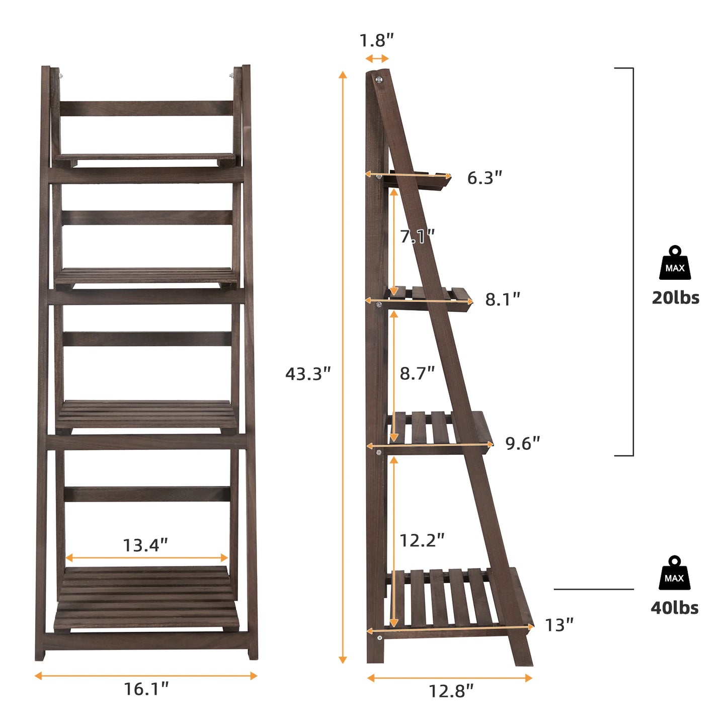 4-Tier Wooden Flower Display Stand Ladder Storage Shelf