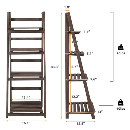 4-Tier Wooden Flower Display Stand Ladder Storage Shelf