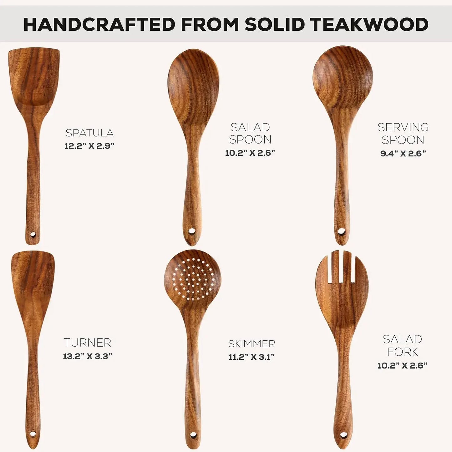Kitchen 6 Piece Wooden Spoons for Cooking
