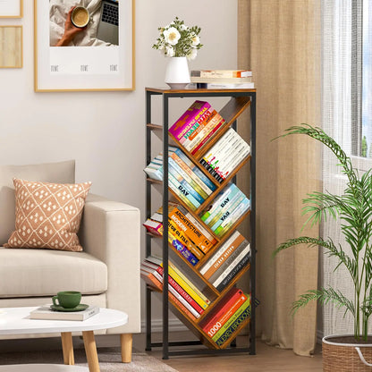5 Tier Tree Bookshelf With Wood Shelves
