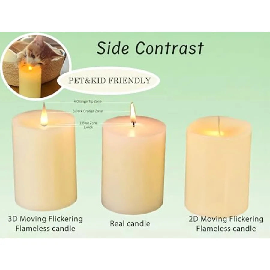 Glass Flameless  Candles Flickering with Remote Timer