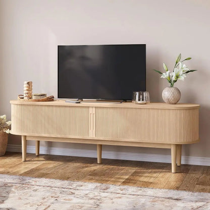 Entertainment Center with Storage Cabinet and Sliding Door