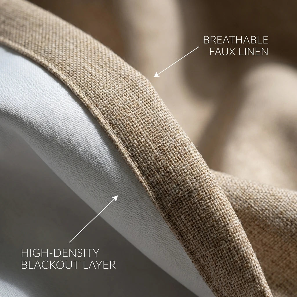 100% Light Blocking Linen Texture Curtains