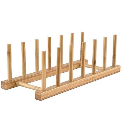 Bamboo Wooden Dish Rack and Lid Organizer