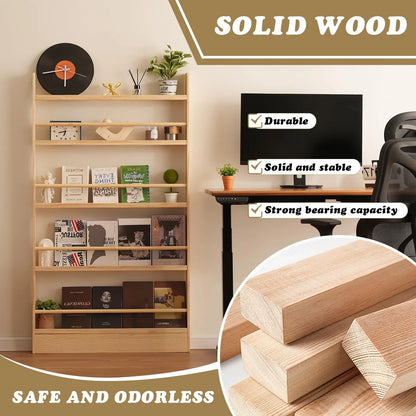 6 Tier Solid Wood Bookshelf