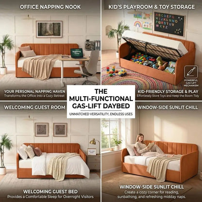 Velvet Upholstered Daybed with Storage