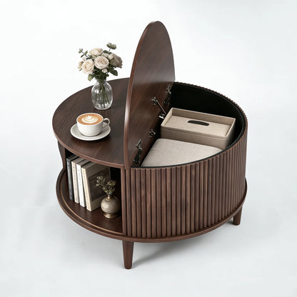 31IN Round Coffee Table with Flip-Top Storage