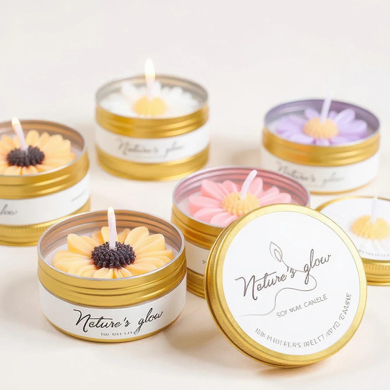 Handmade Soy Wax Flower Candle Tin