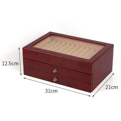 Fountain Pen Wood Leather Storage Case Organizer