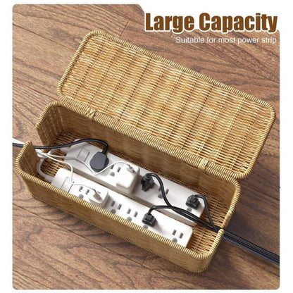 Handwoven Rattan Cable Management Box