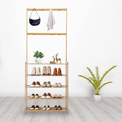 5-Tier Bamboo Wood Shoe Storage Shelf Rack