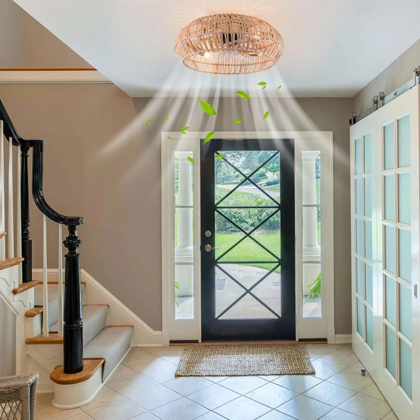 Boho Ceiling Bamboo Fan Decor
