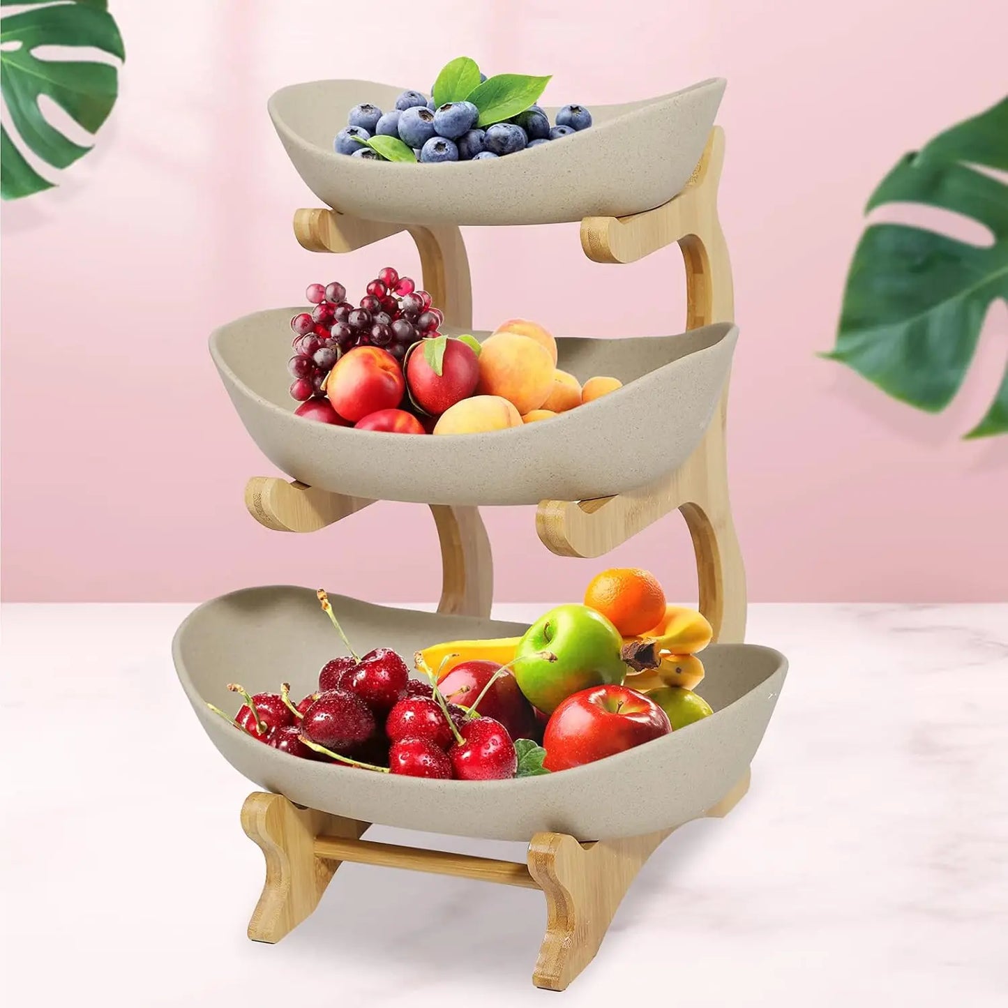 3 Tier Ceramic Solid Color Fruit Plate Rack