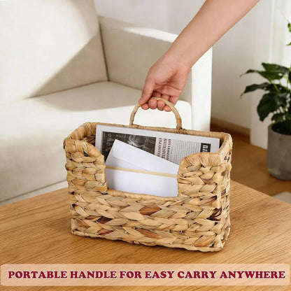 Woven Hanging Magazine Basket Organizer with Handle
