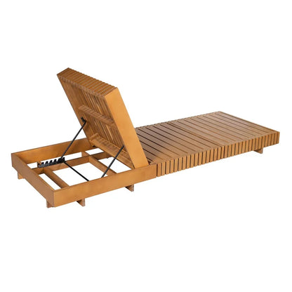 Adjustable Acacia Wood Chaise Lounge Chair