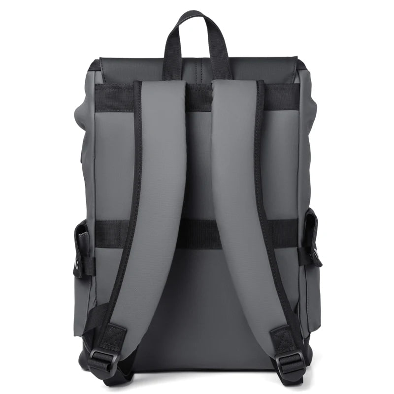 Leather Waterproof Men's Laptop Backpack USB Charging
