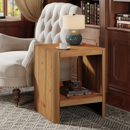 2-Tier Solid Wood End Table