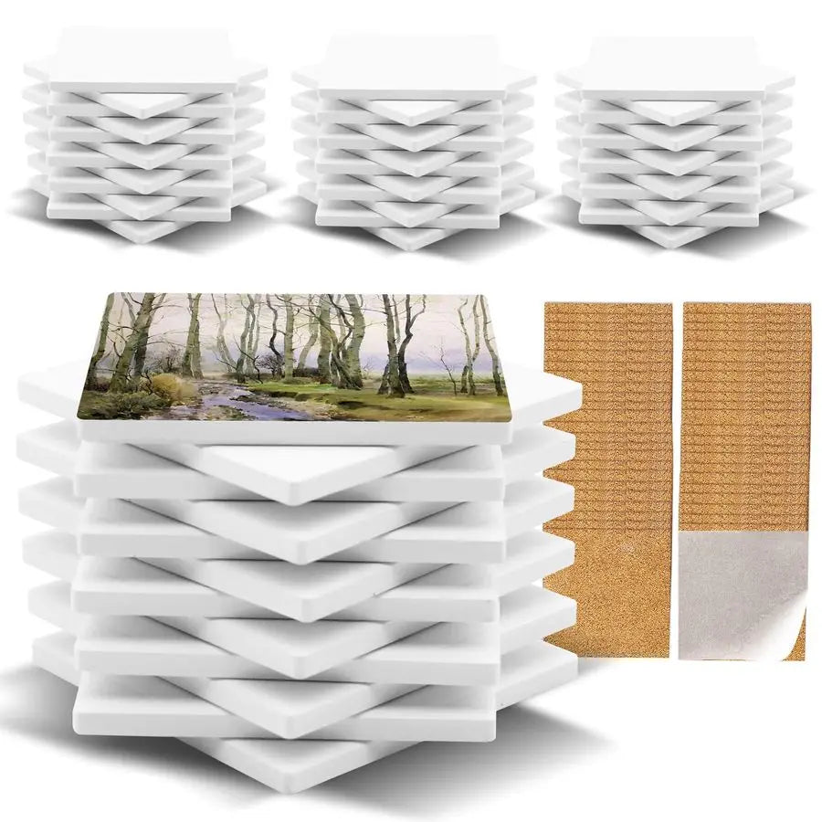 Ceramic Coasters with Cork Backing Pads