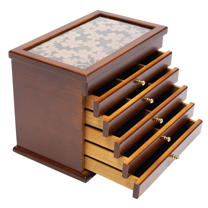 Wooden Vintage Jewelry Storage Box Case Organizer
