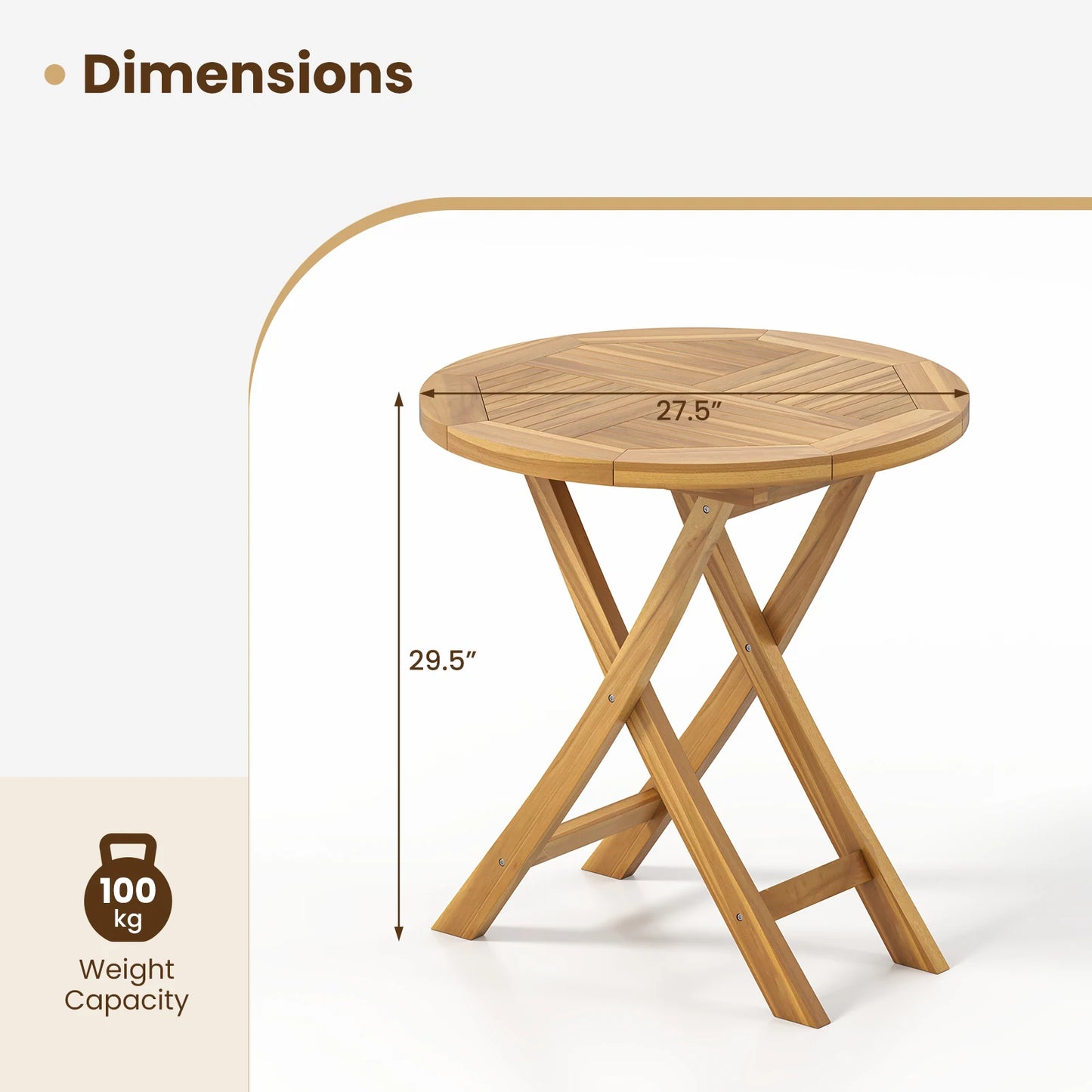 Patio Teak Wood Round Side Table