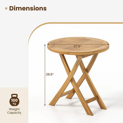 Patio Teak Wood Round Side Table