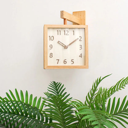 Square Wooden Double Sided Silent Wall Clock