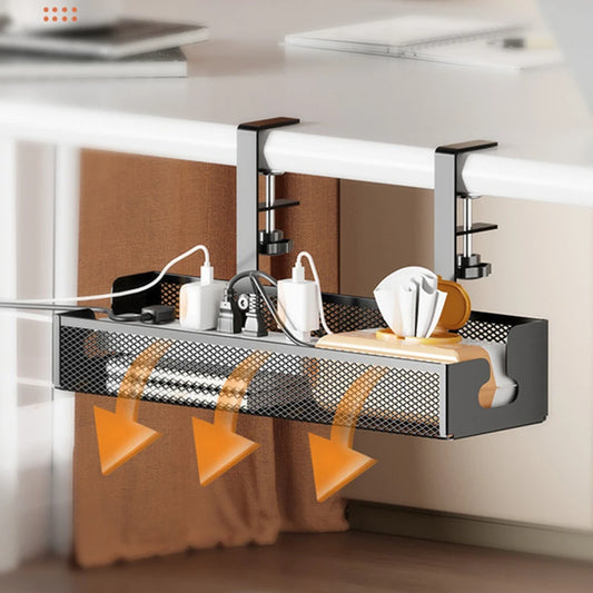 No Drilling  Under Desk  Retractable Cord Holder
