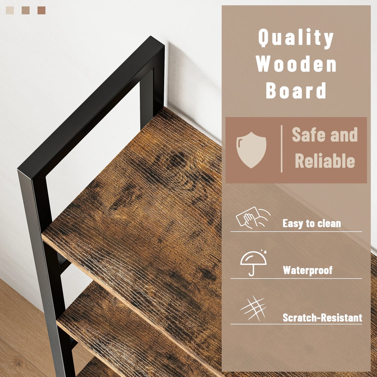 Triple 5 Tier Bookshelf Large Wooden Bookcase