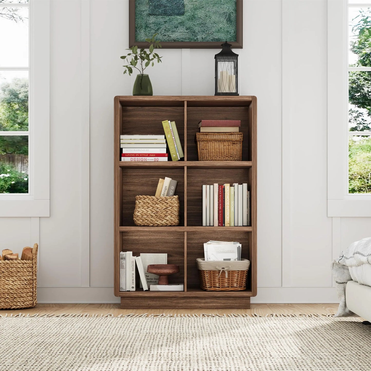 4 Cube Wooden Bookcase Storage Organizer