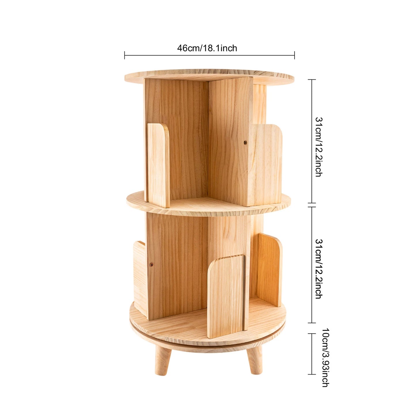 Wooden Bookcase Rotatable Stand Multifunctional Showcase Organizer