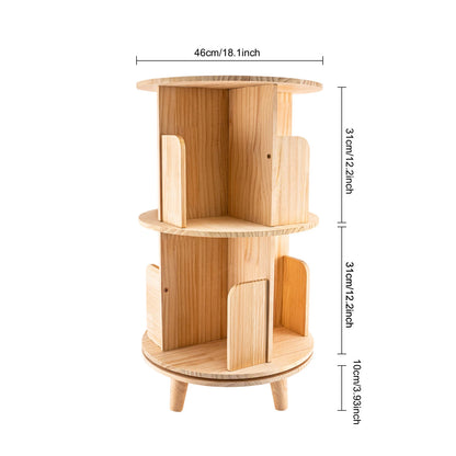 Wooden Bookcase Rotatable Stand Multifunctional Showcase Organizer