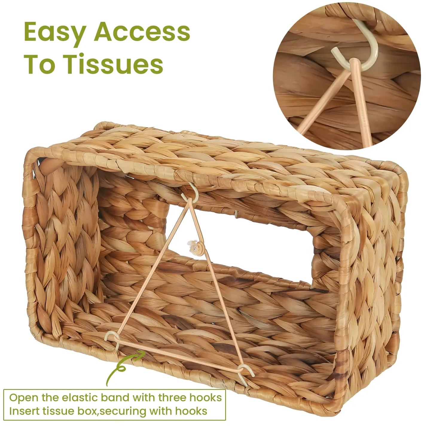 Handwoven Water Hyacinth Rectangular Tissue Box Cover